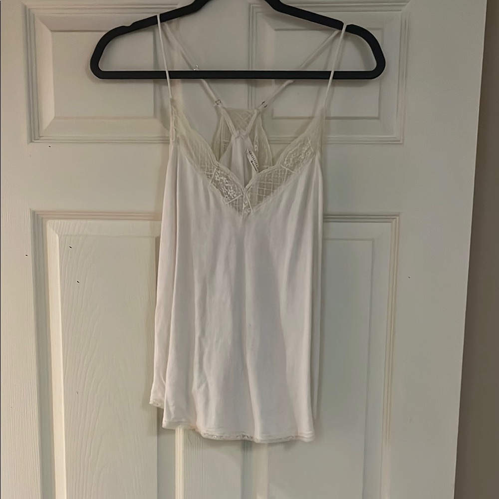 Elegant White Lace Trim Cami Top